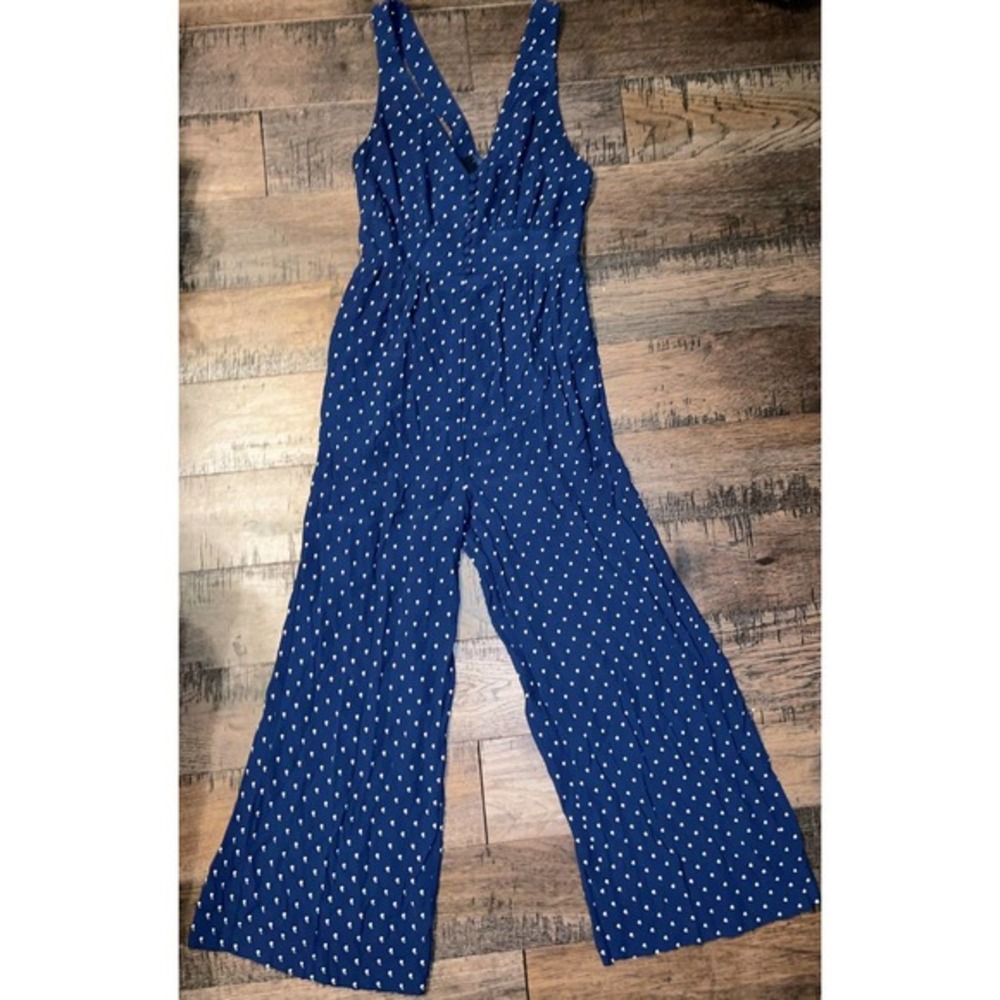 Madewell V-Back Wide-Leg Jumpsuit in Polka Dot Size 2 - Picture 1 of 5